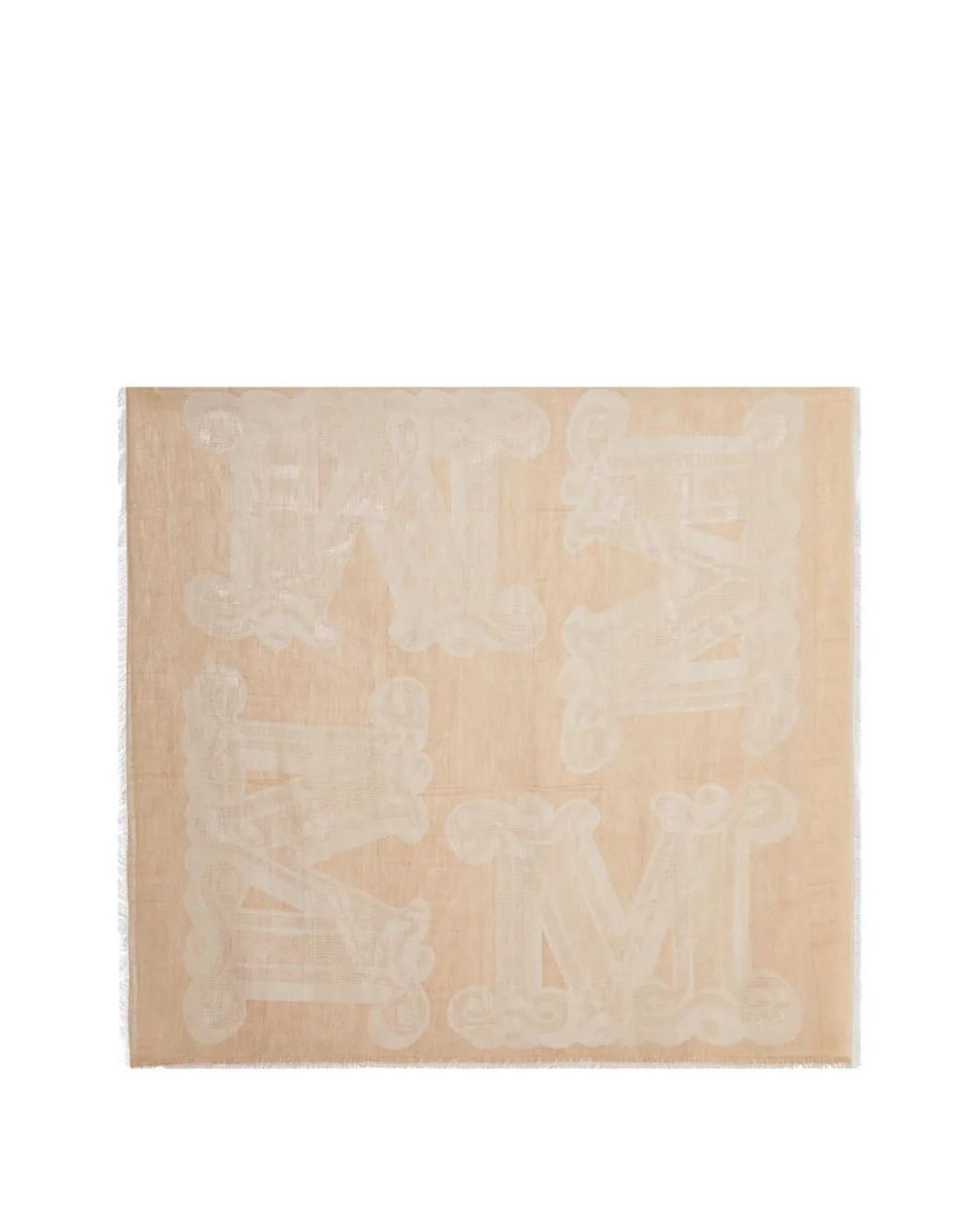Max Mara Natural Monogram-Pattern Frayed Scarf