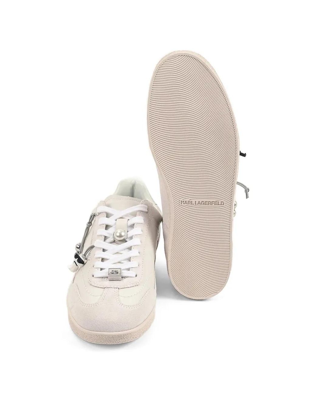 Karl Lagerfeld White Baskets À Empiècements Et Ornements