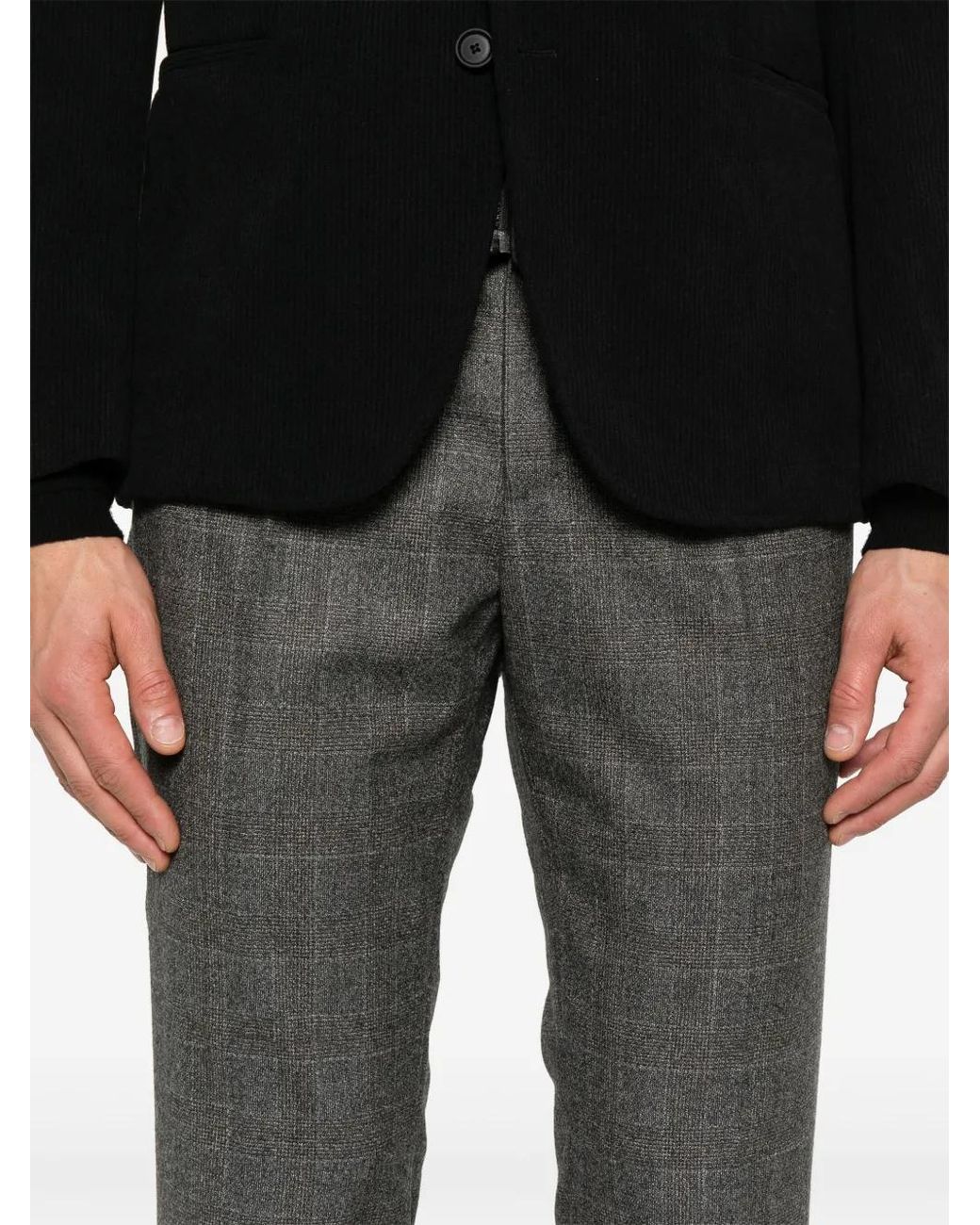 Incotex Gray Checked Trousers for men