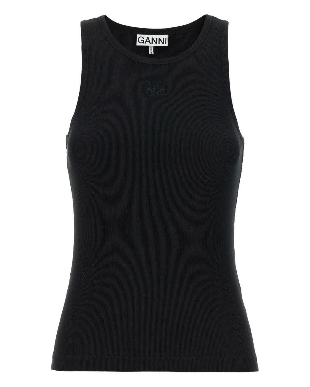 Ganni Black Ribbed Top