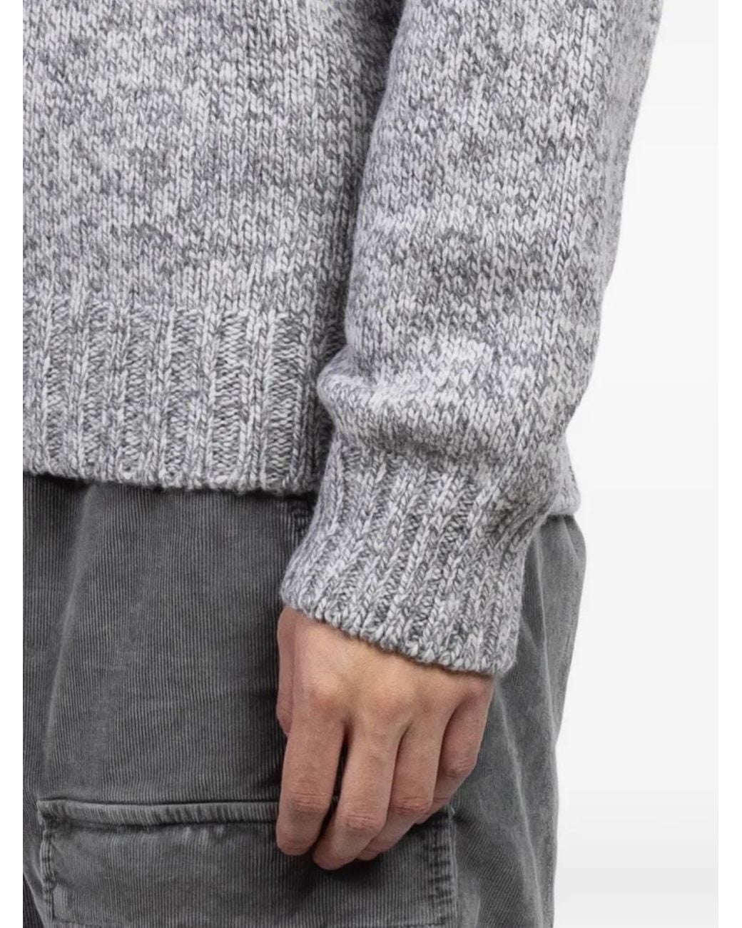 Gran Sasso Gray Zip-Neck Textured Sweater for men