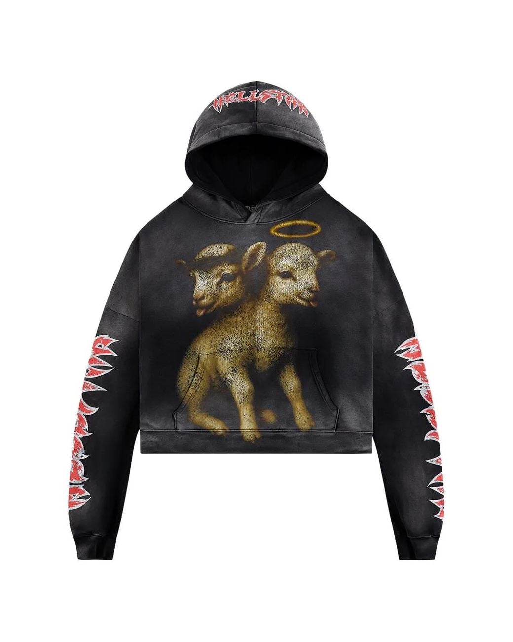 HELLSTAR Black Lamb Graphic-Print Hoodie for men