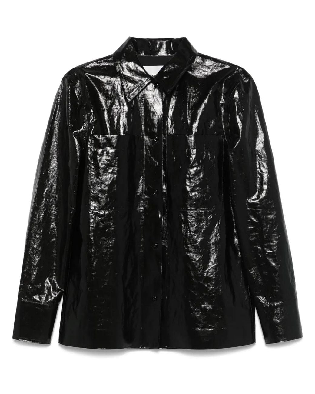 Jil Sander Black Coated Linen Shirt