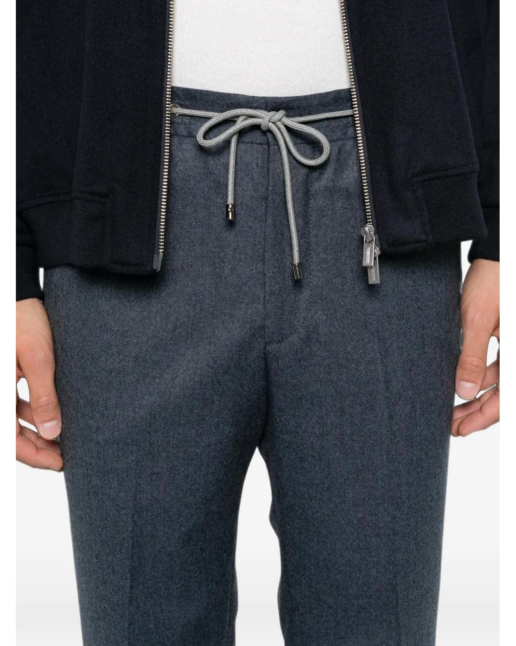 Corneliani Blue Drawstring-Waist Tailored Trousers for men