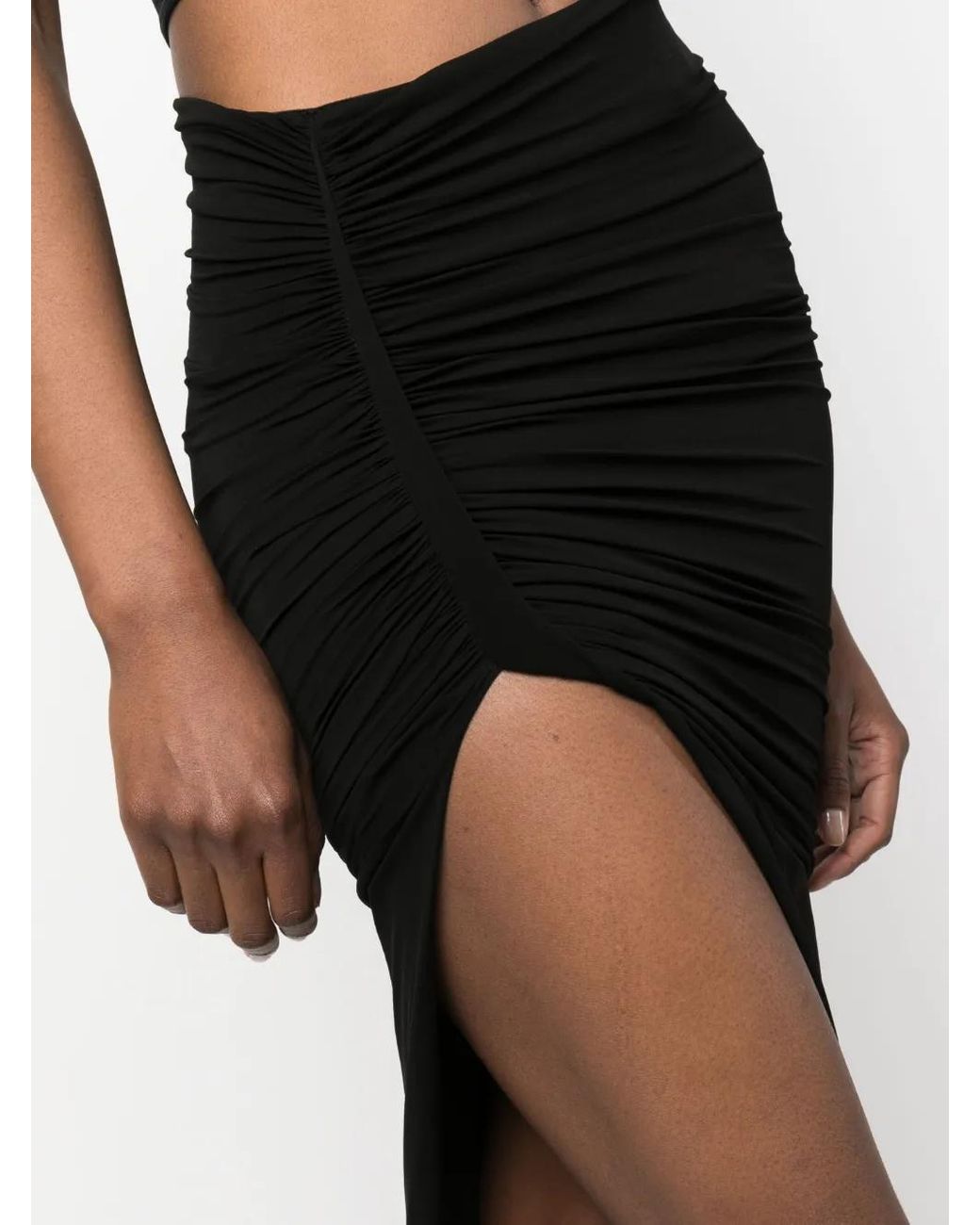 Rick Owens Black Slit Detail Jersey Mermaid Skirt