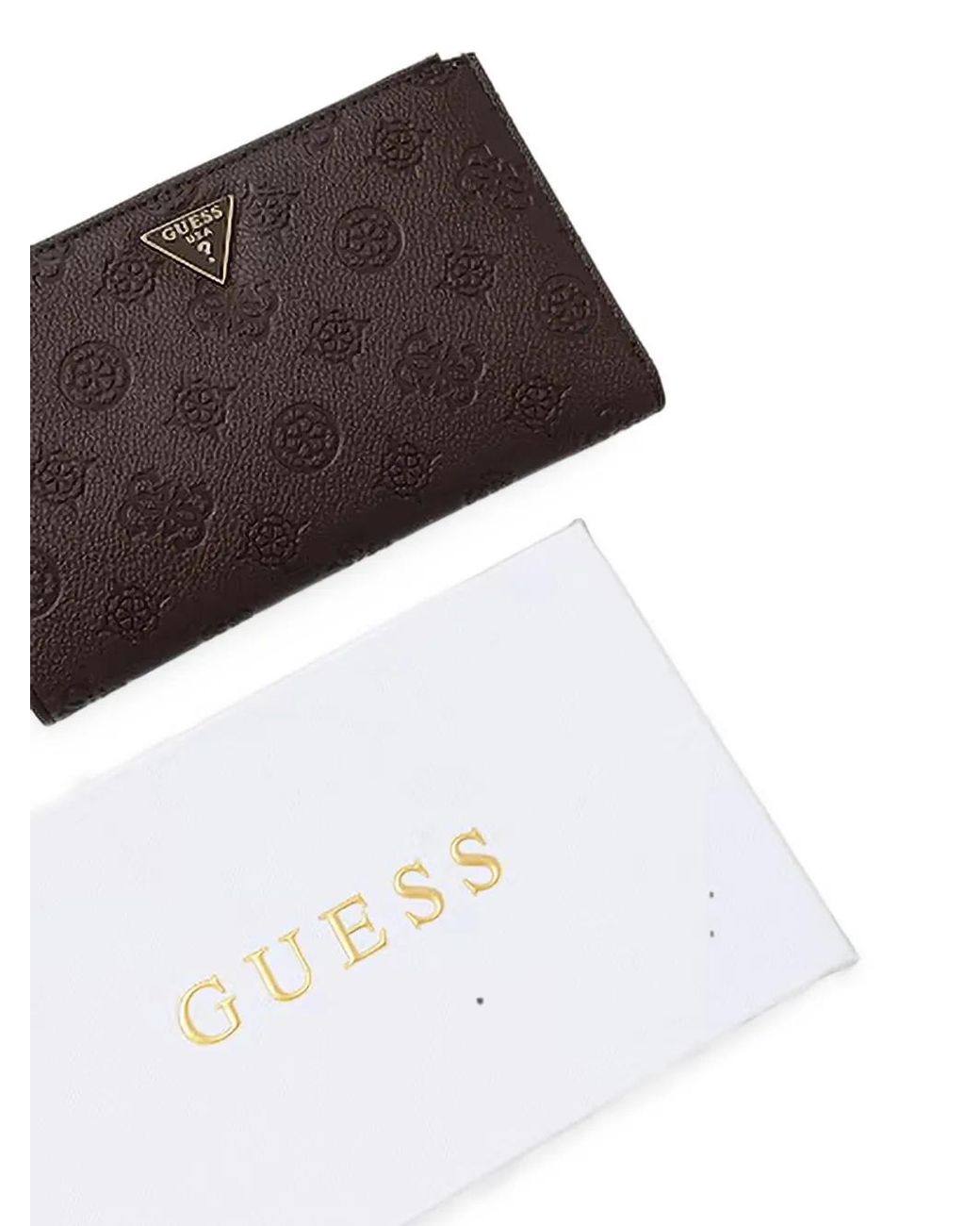 Guess Brown Blake Logo-Debossed Zip-Around Wallet