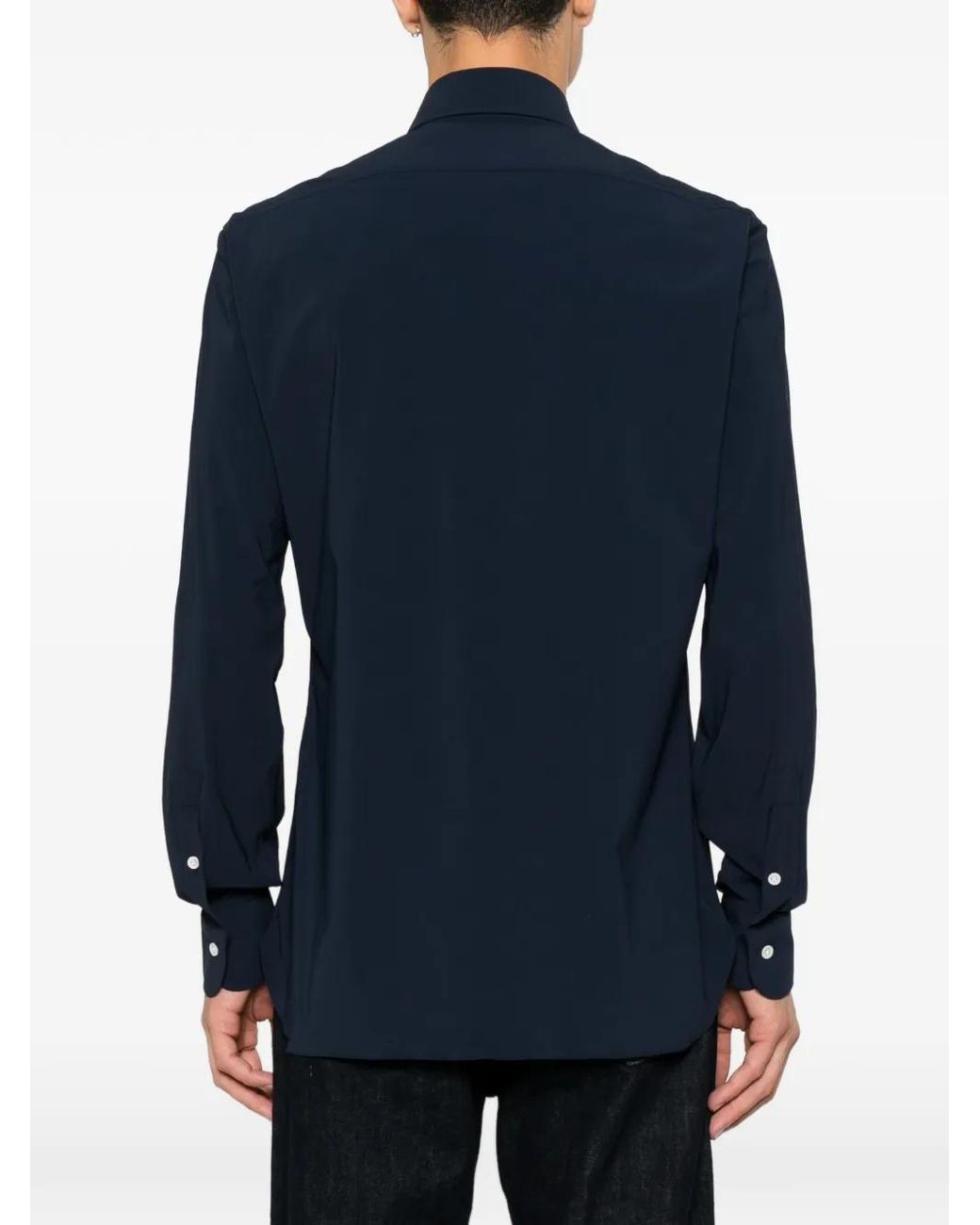 Barba Napoli Blue Long-Sleeve Button-Down Shirt for men