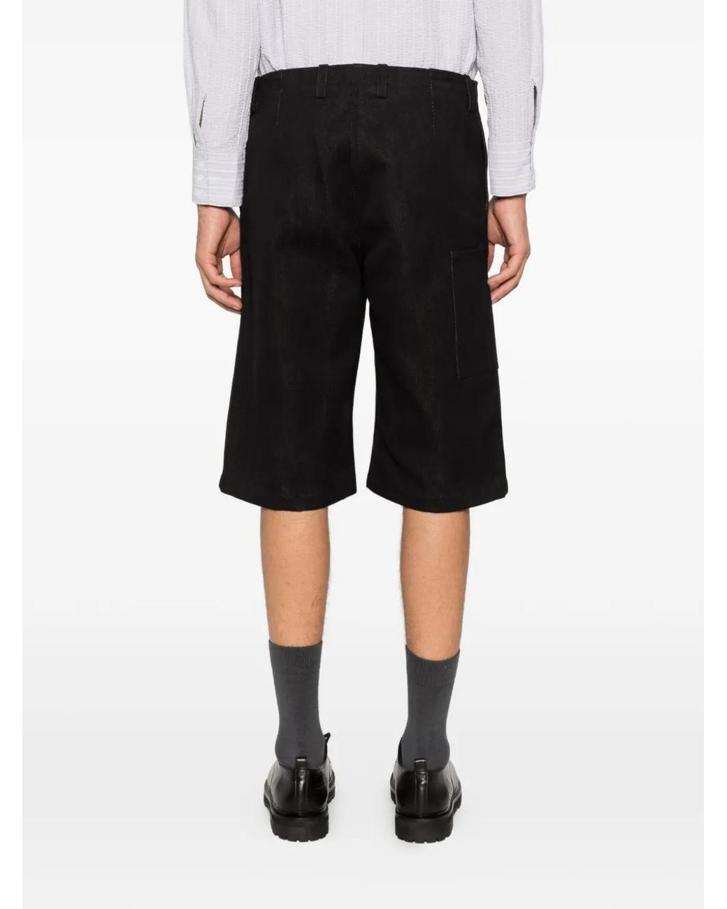 Rier Black Utility Gabardine Shorts for men