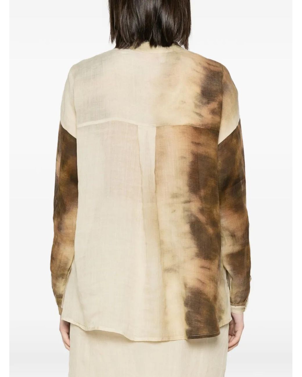 Collection Privée Natural Argis Tie-Dye Band-Collar Shirt