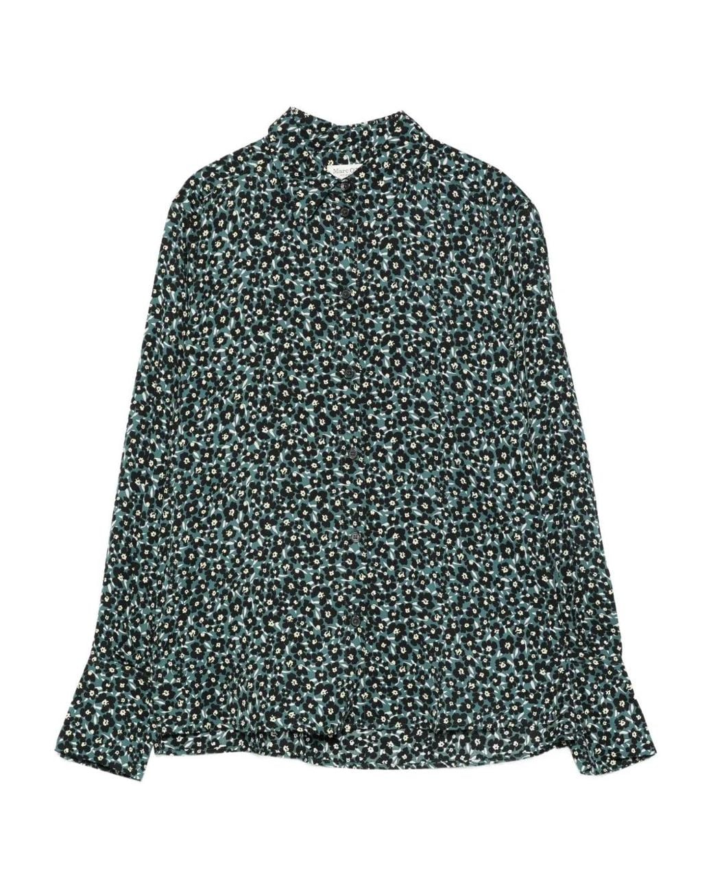 Marc O' Polo Green Floral-Print Button-Down Shirt
