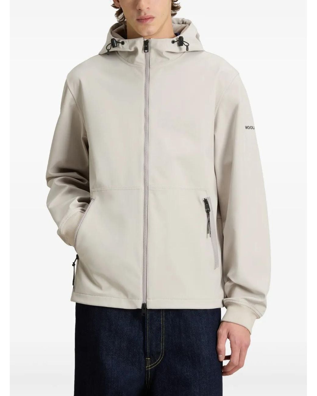 Woolrich Natural Technical Hooded Jacket for men