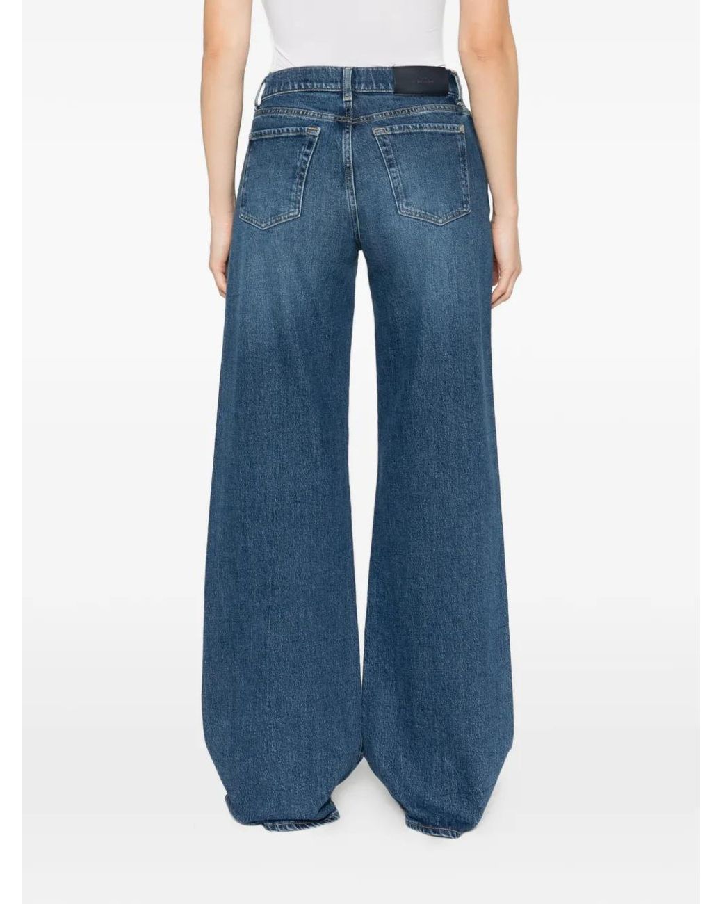 7 For All Mankind Blue Studded-Seam Denim Jeans