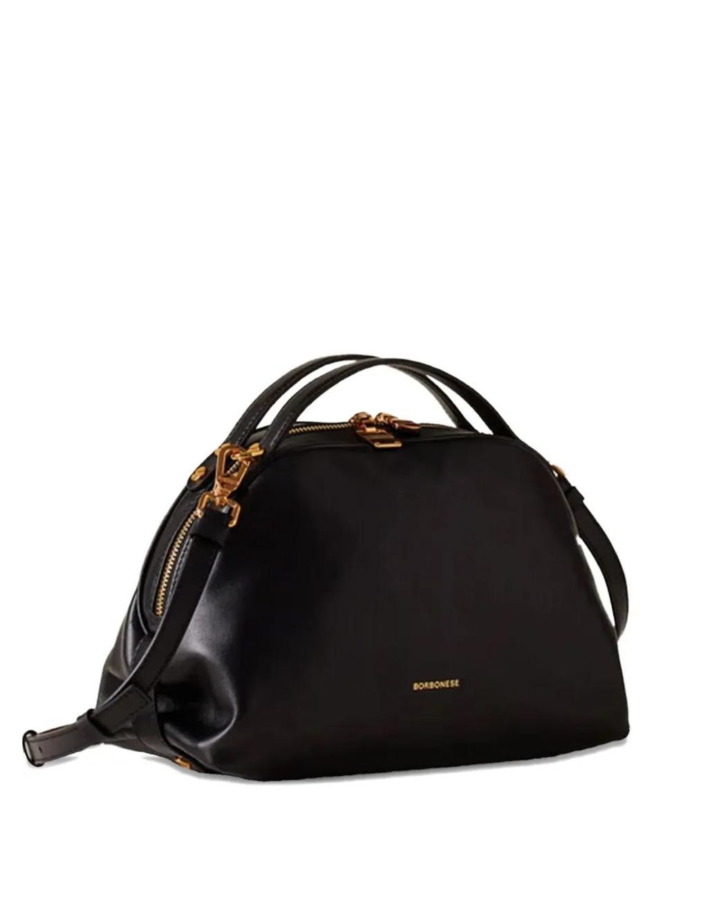 Zip Borbonese Handbag Borbonese Small Bowler Curved Zip Tote Bag