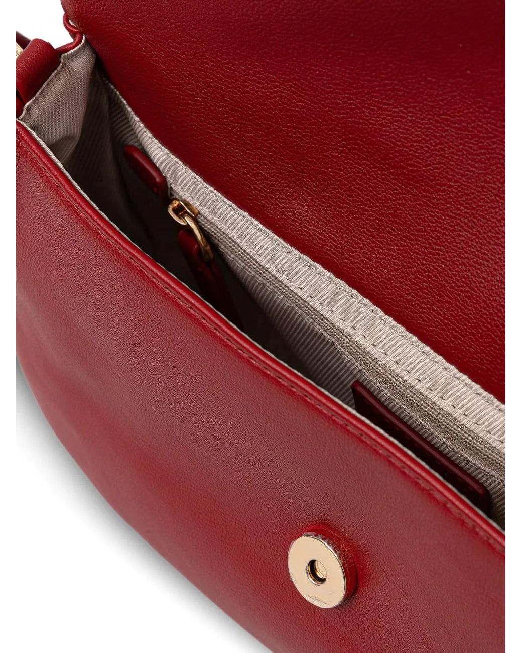 Twinset Red Ribbed-Detail Shoulder Bag
