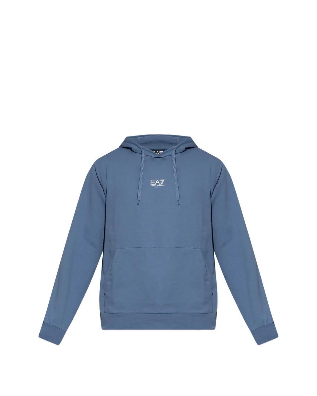 EA7 Blue Logo-Print Drawstring Hoodie for men