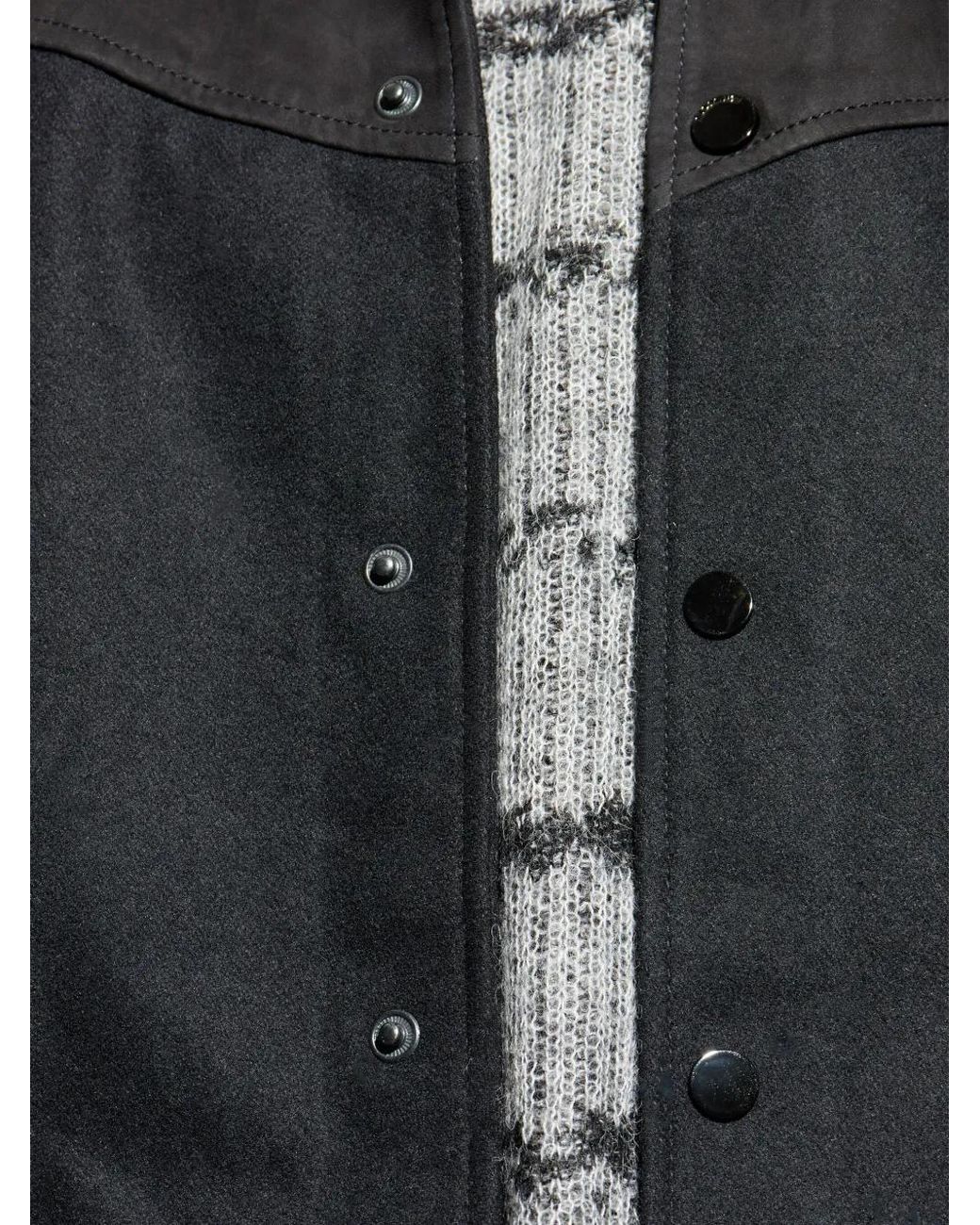 AllSaints Black Endleton Leather Panelled Jacket for men
