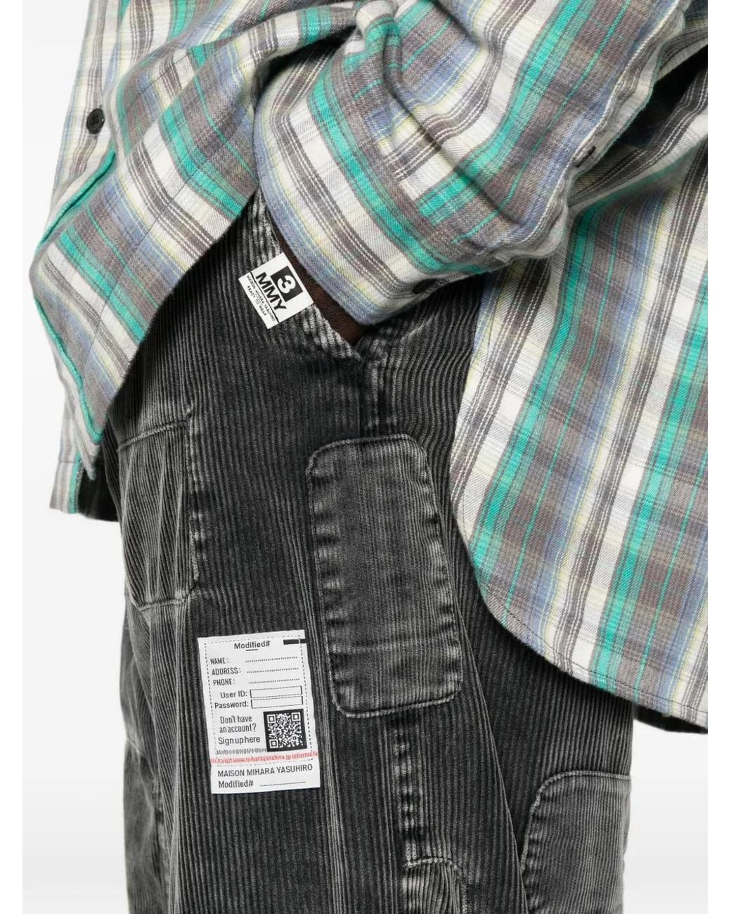 Maison Mihara Yasuhiro Gray Patchwork Corduroy Cargo Pants for men