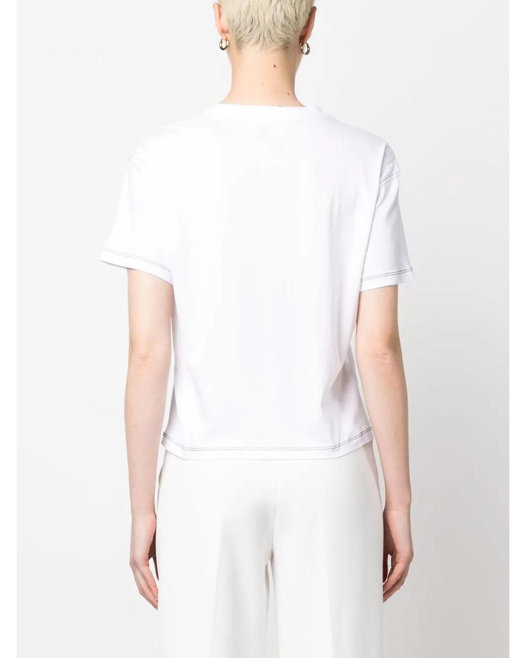 Emporio Armani White Logo-Print Cotton T-Shirt