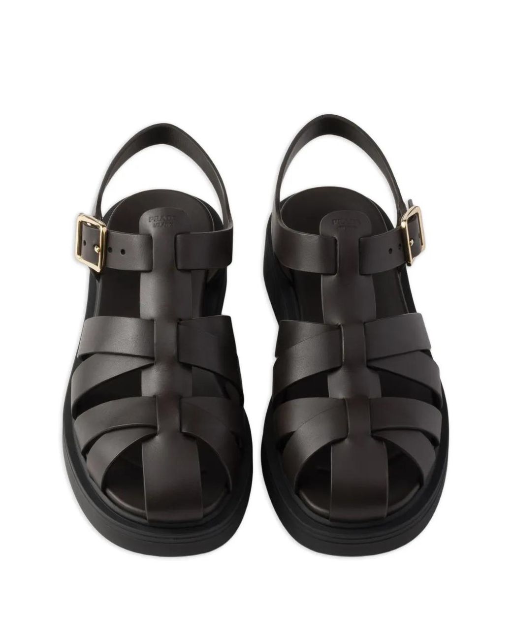 Prada Black Leather Fisherman's Sandals