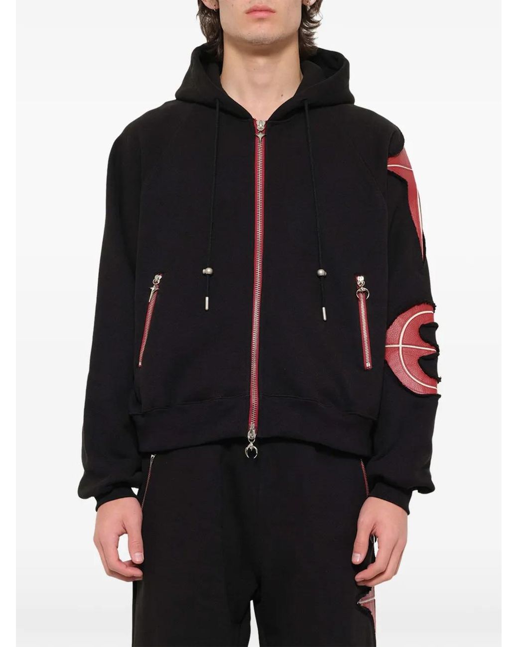 THUG CLUB Black New Rock Zip-Up Hoodie for men