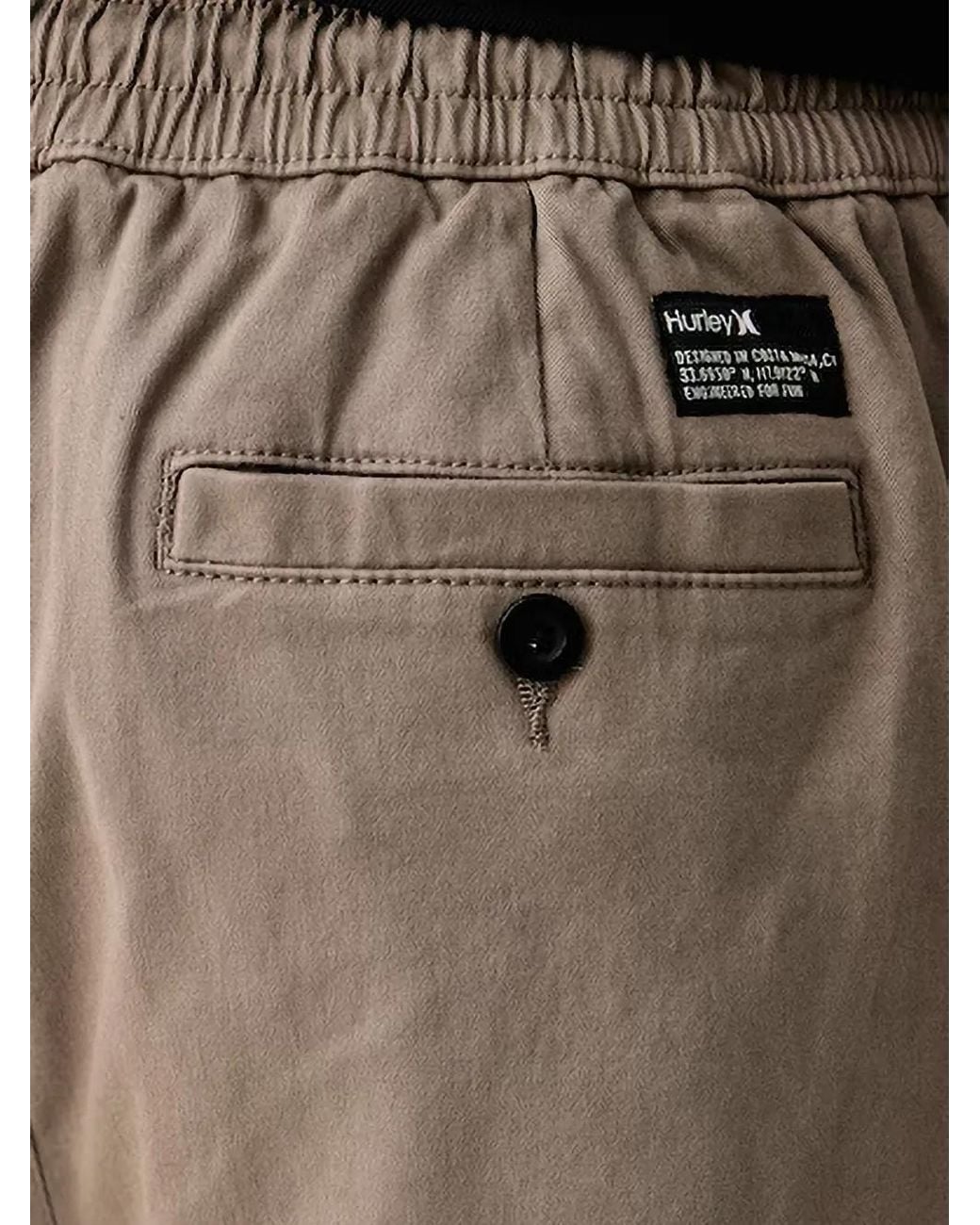 Hurley Natural Drawstring Elasticated-Cuff Trousers for men