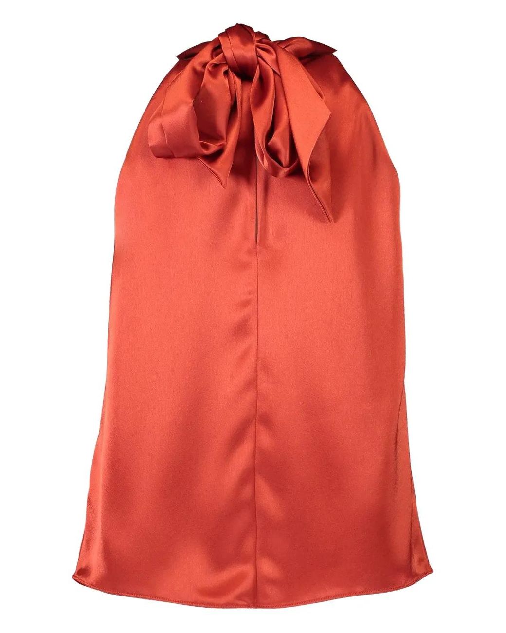 Galvan Red Halter-Neck Bow-Detail Blouse