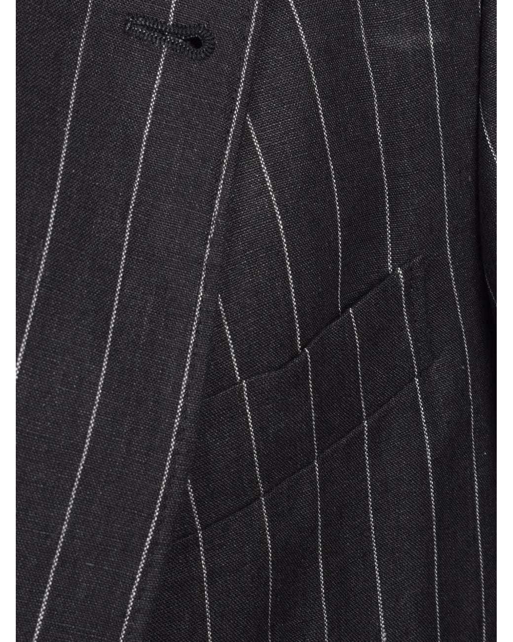 Brunello Cucinelli Black Pinstripe-Pattern Tailored-Cut Blazer for men