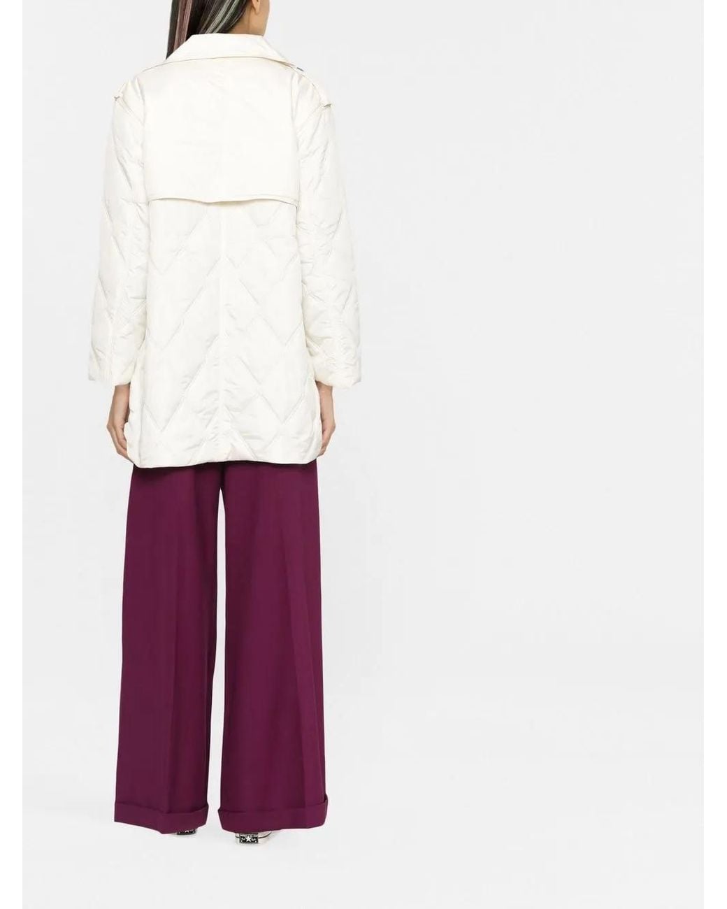 Ganni White Neutral Zip-up Quilted Jacket - Women's - Polyester