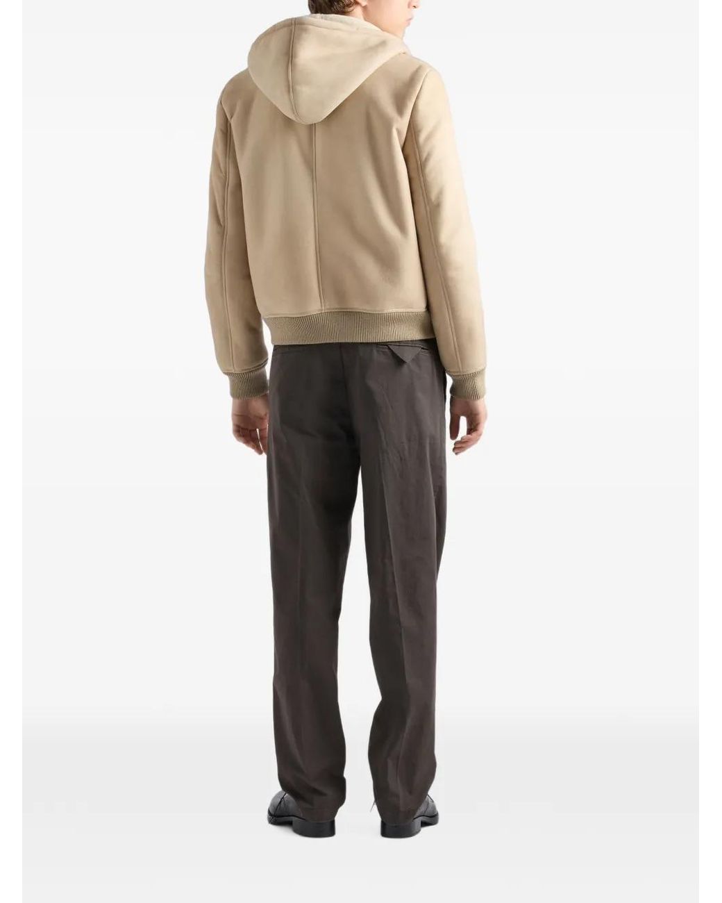 Prada Natural Shearling Bomber Jacket for men