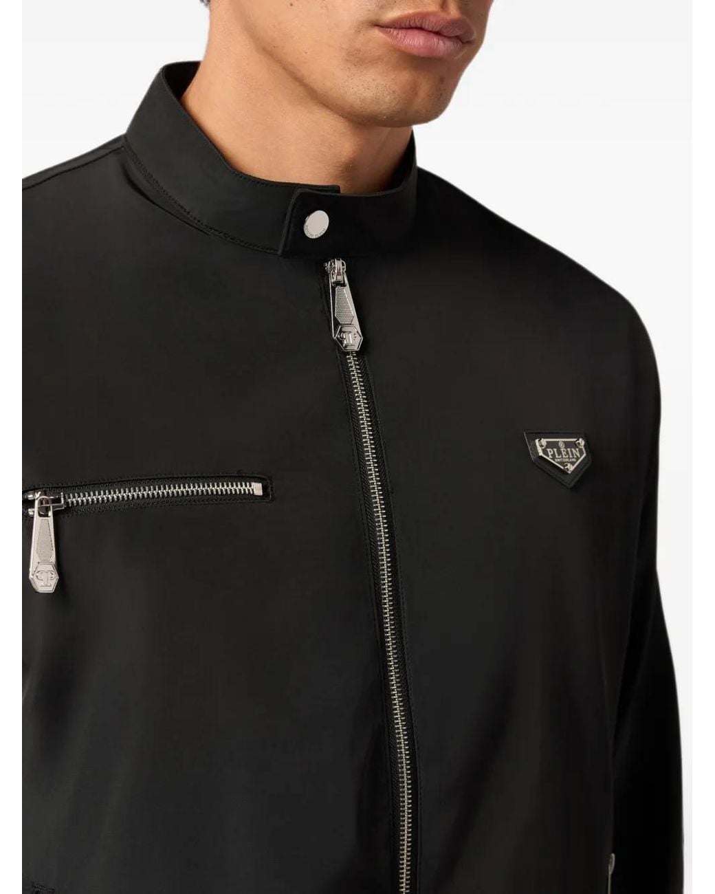 Philipp Plein Black Nylon Motor Jacket for men