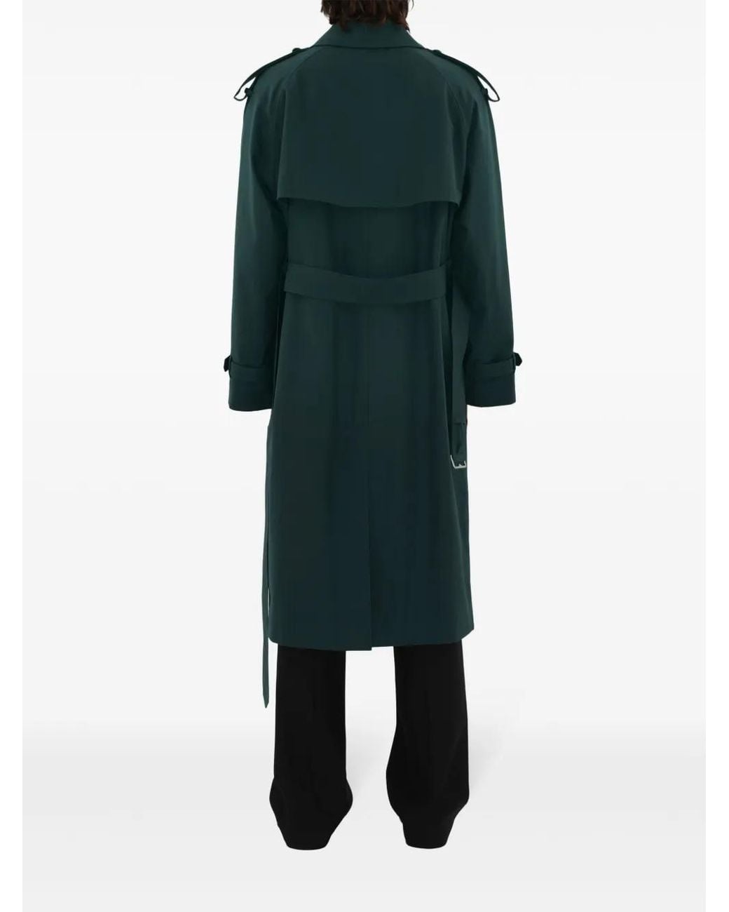 Burberry Green Double-Breasted Trench Coat for men