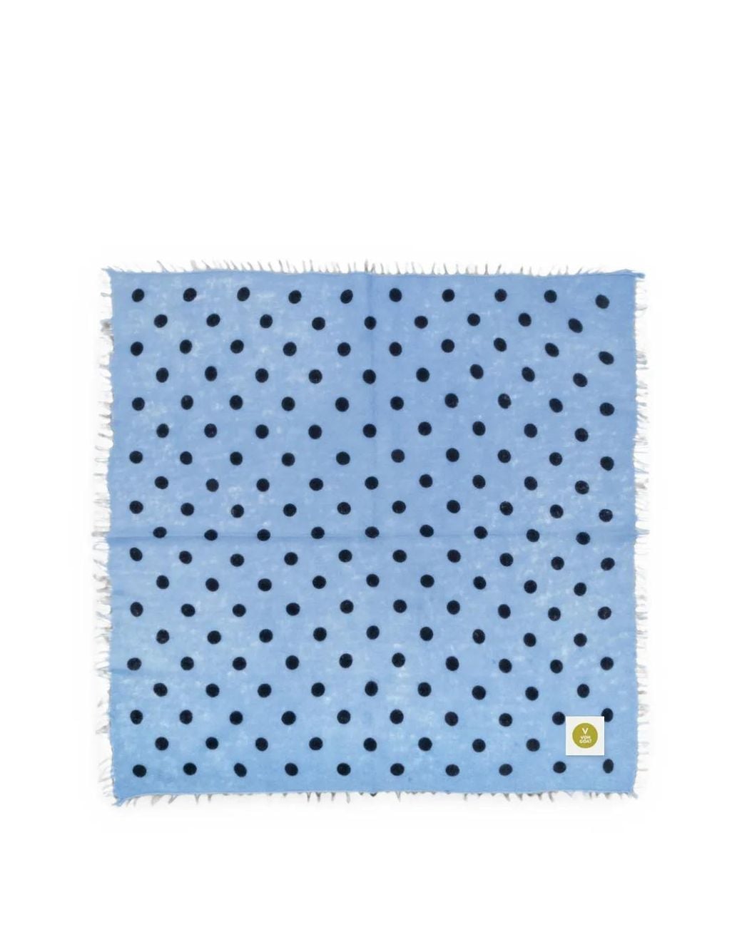 V von Goat Blue Polka-Dot Frayed Bandana