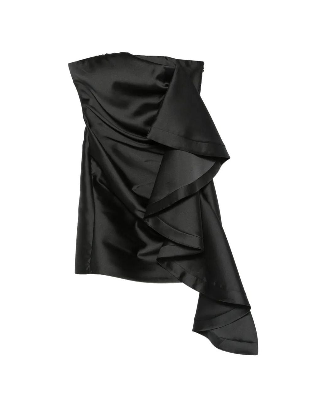 SIMONA CORSELLINI Black Strapless Ruffled Mini Dress
