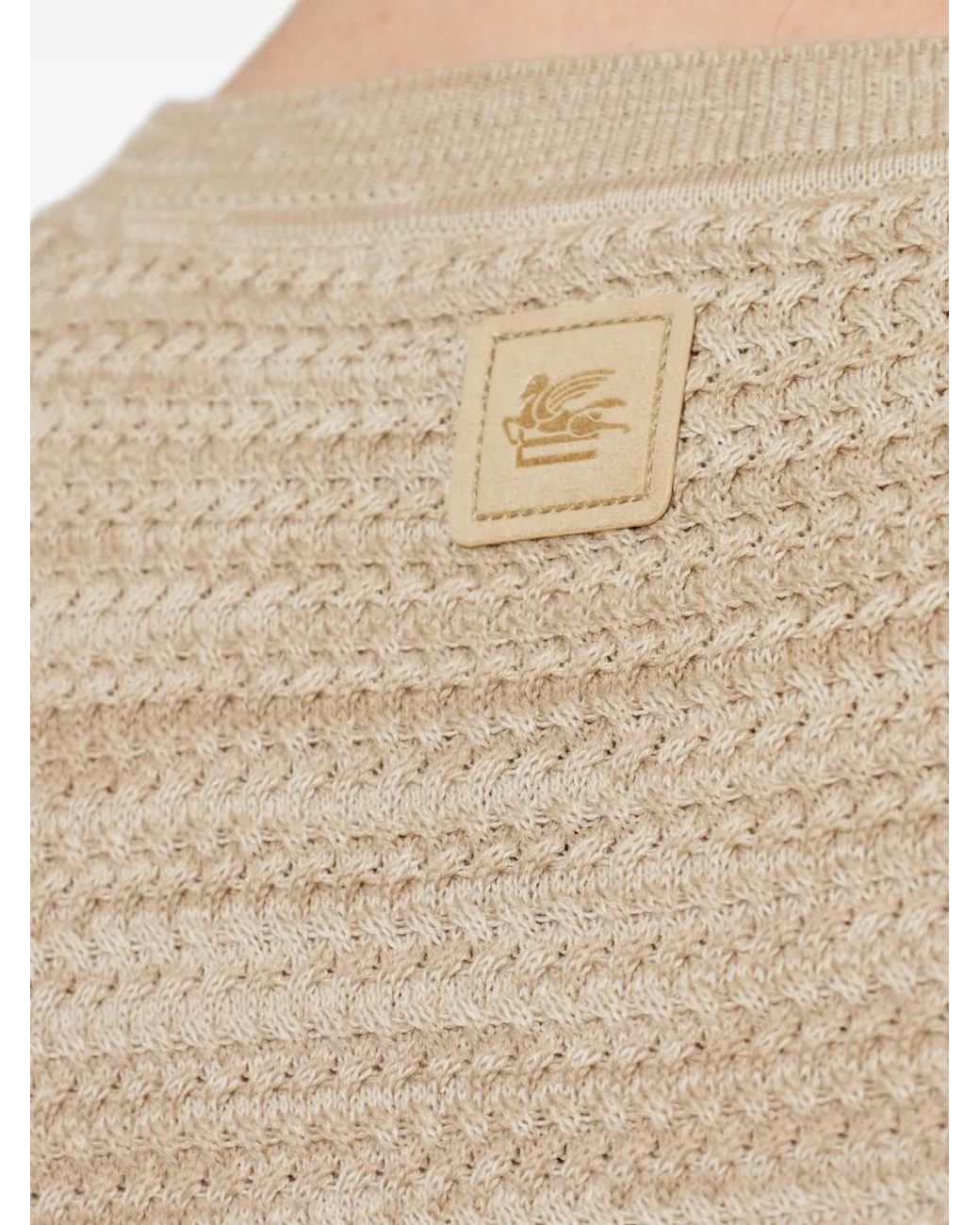 Etro Natural Textured Pegasus-Patch T-Shirt for men