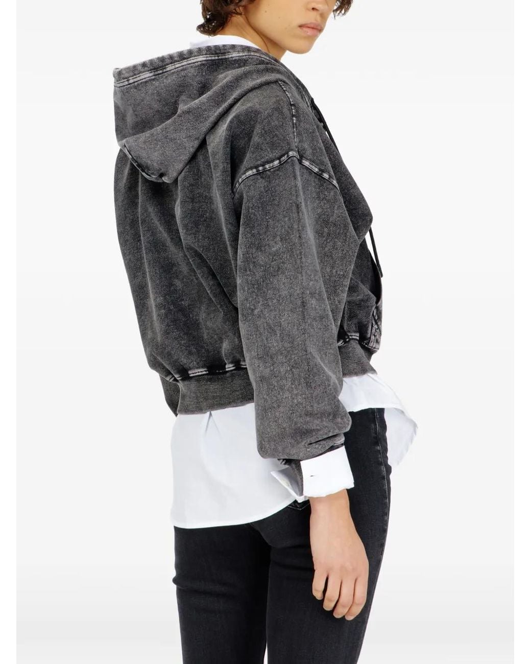 DIESEL Gray Hoodie With Denim Effect