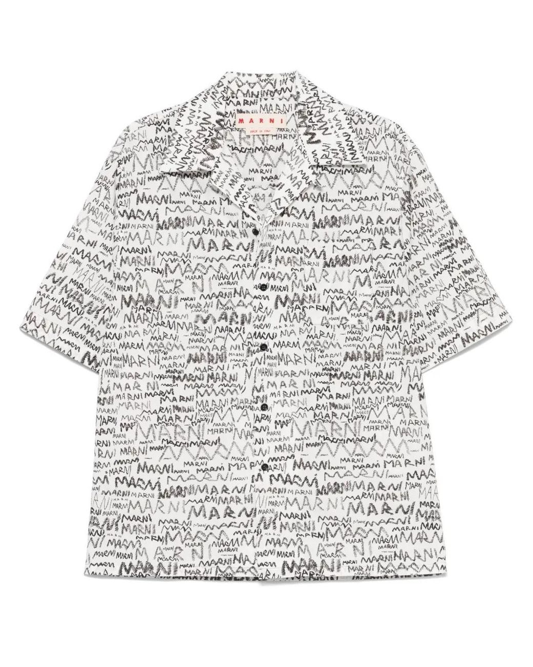 Marni White Pencil Logo-Print Shirt for men