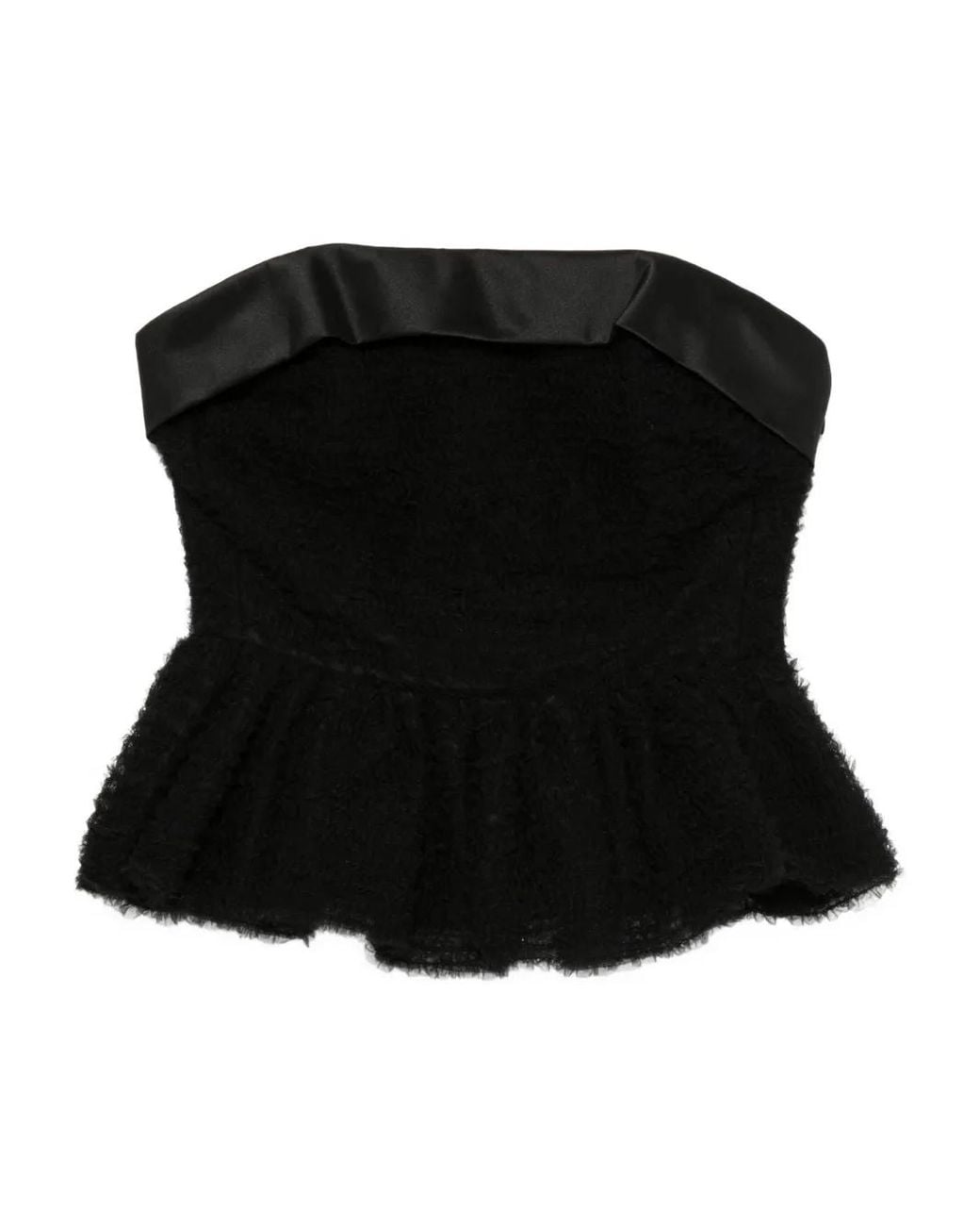 Viktor & Rolf Black Tulle Ruffle Strapless Top