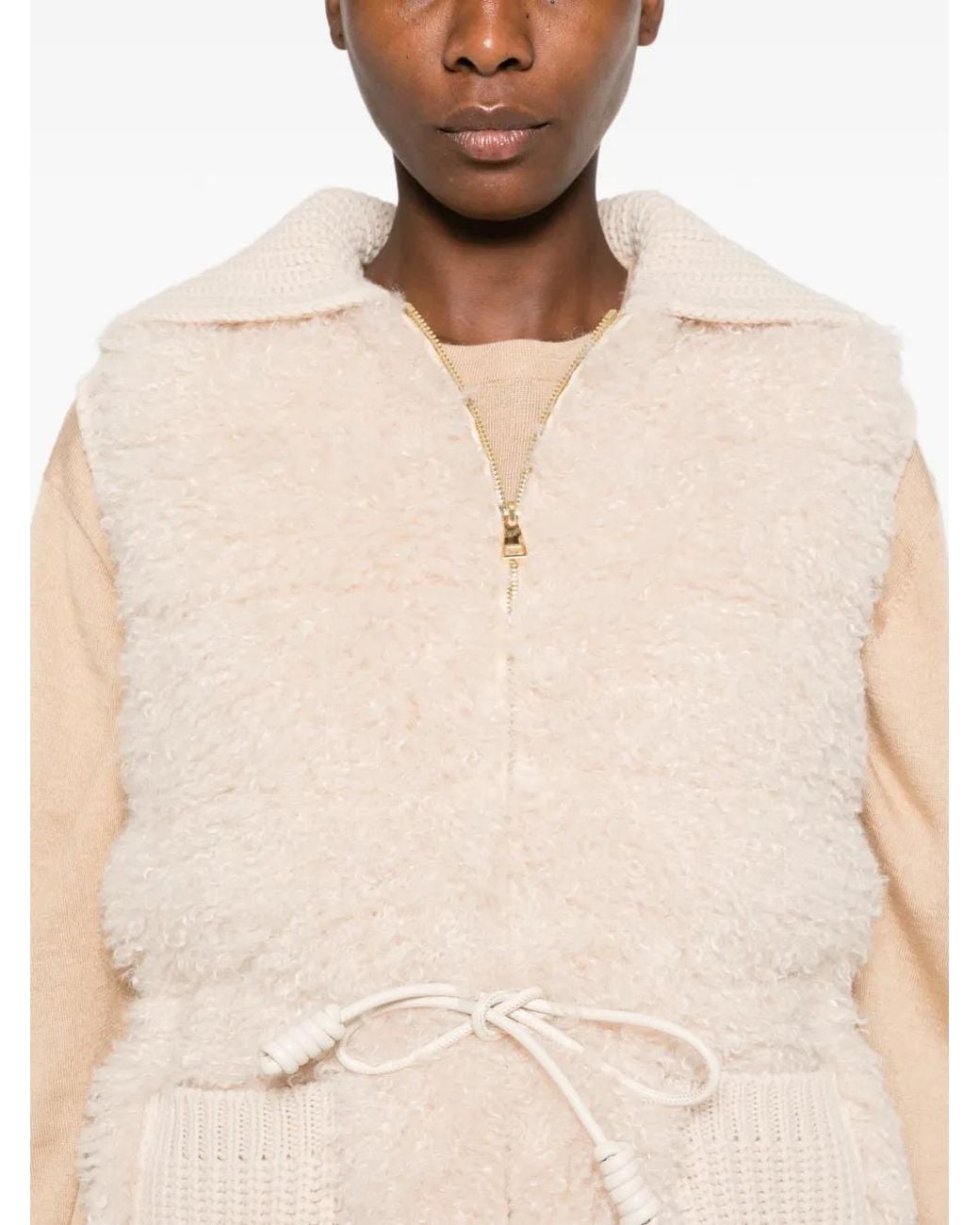 Moncler White Drawstring-Waist Gilet