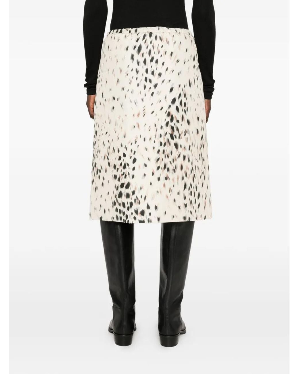 Moncler White Leopard-Print Zip-Front Skirt