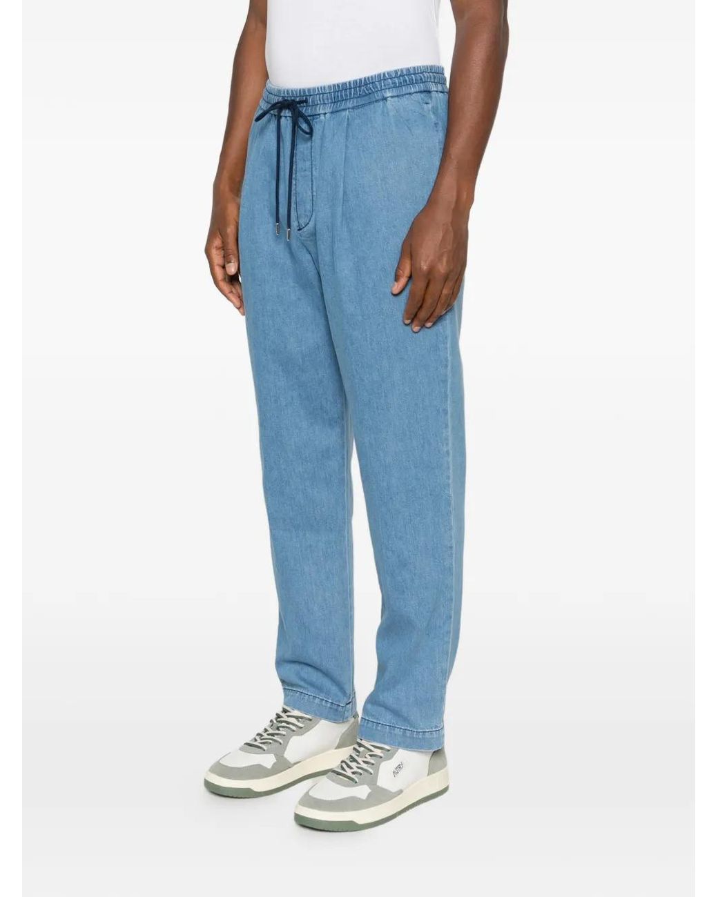 Jacob Cohen Blue Drawstring Pleated Trousers for men