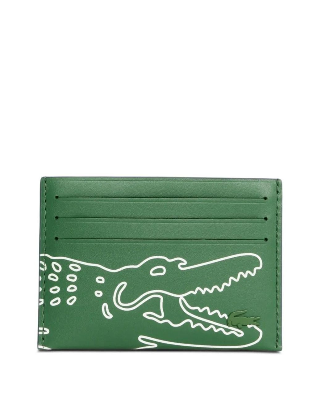 Lacoste Green Alligator-Print Card Holder for men