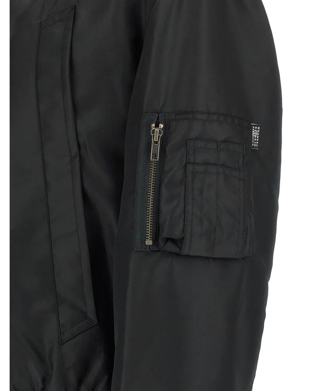 MM6 by Maison Margiela Black High-Neck Bomber Jacket for men