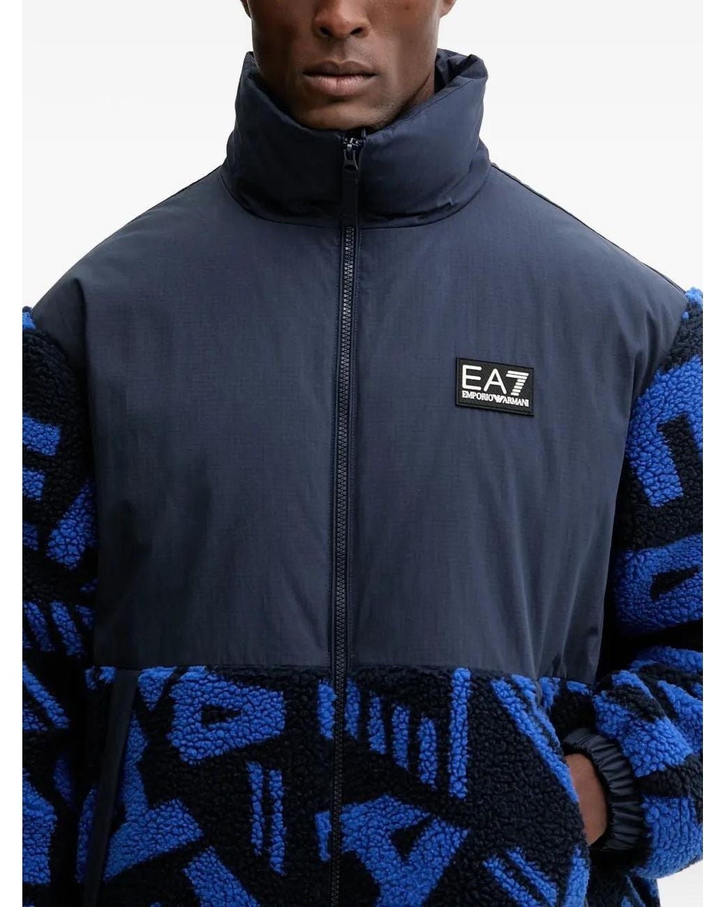 EA7 Blue Logo-Patch Jacket for men