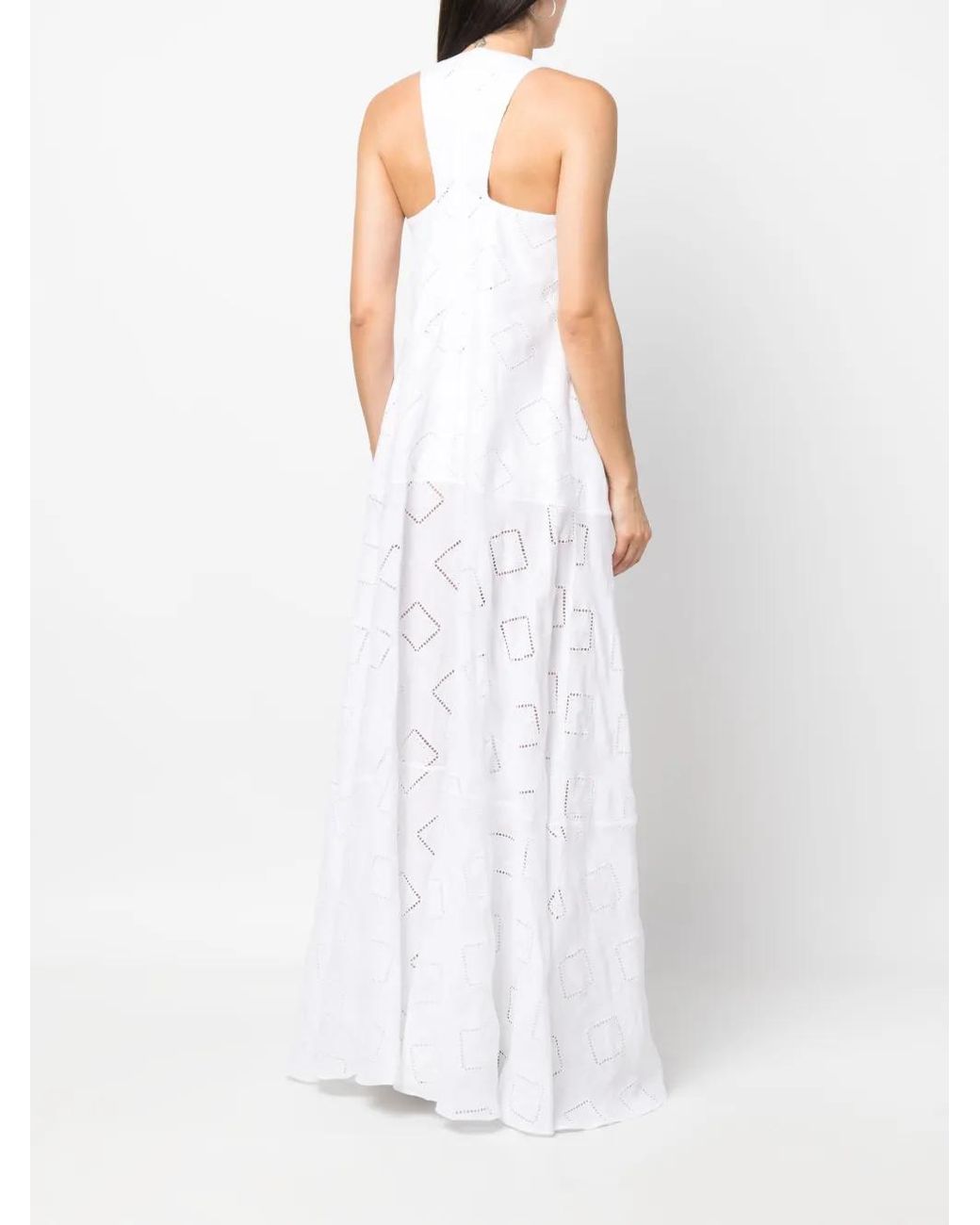 Kiton White Perforated-Detailed Maxi Dress