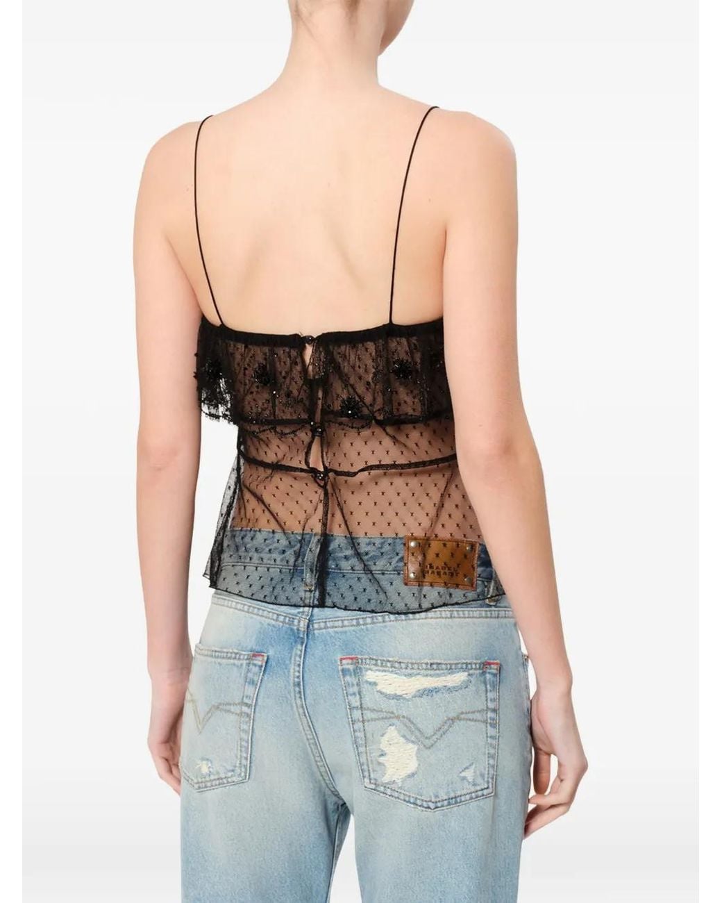 Isabel Marant Black Olaja Embroidered Plumetis Lace Top