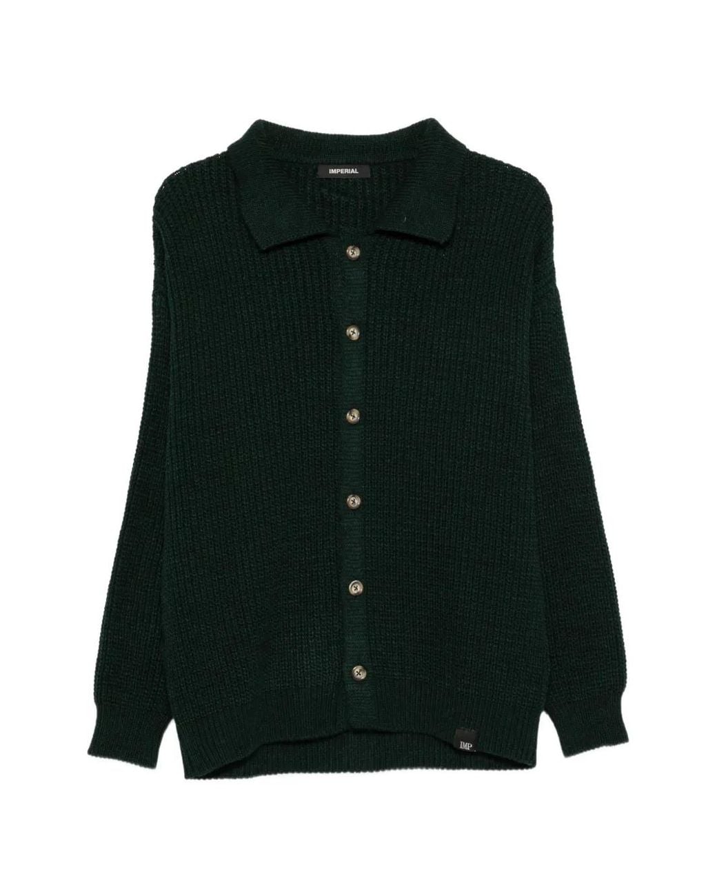 Imperial Green Ribbed Button-Up Cardigan for men