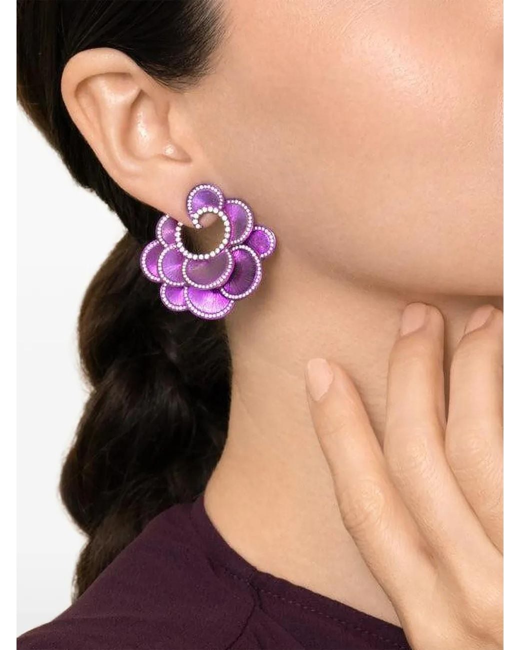 SABOO FINE JEWELS Purple Boucles D'Oreilles Elemento À Diamants