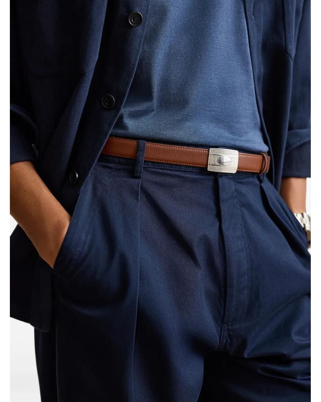 Ralph Lauren Blue Pleated Chino Pants for men