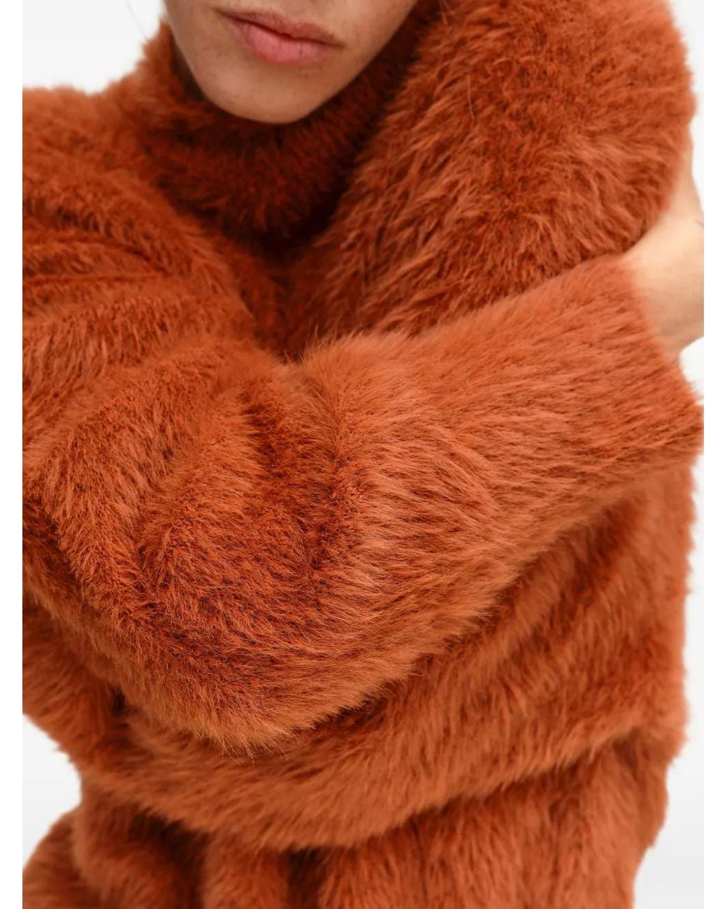 Bimba Y Lola Brown Burnt- Fur Turtleneck Sweater