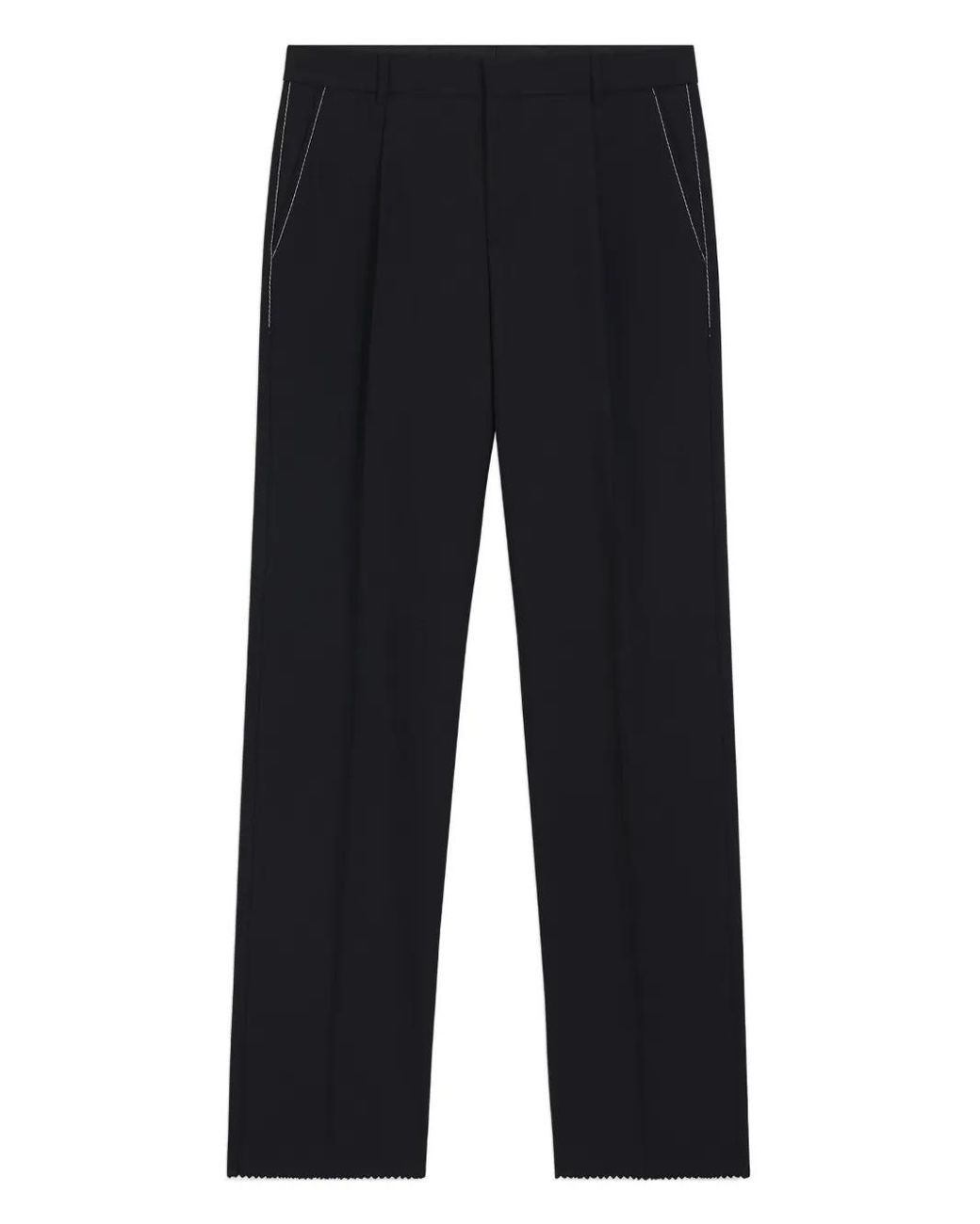 Boss Blue Darted Scallop-Hem Trousers for men